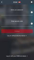 business log security banking hsbc app mobile device without